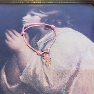Ralph Lauren Pink Cord Bracelet with Gold Charm